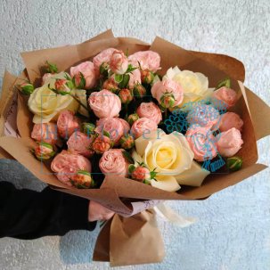 Букет роз Сливочный крем